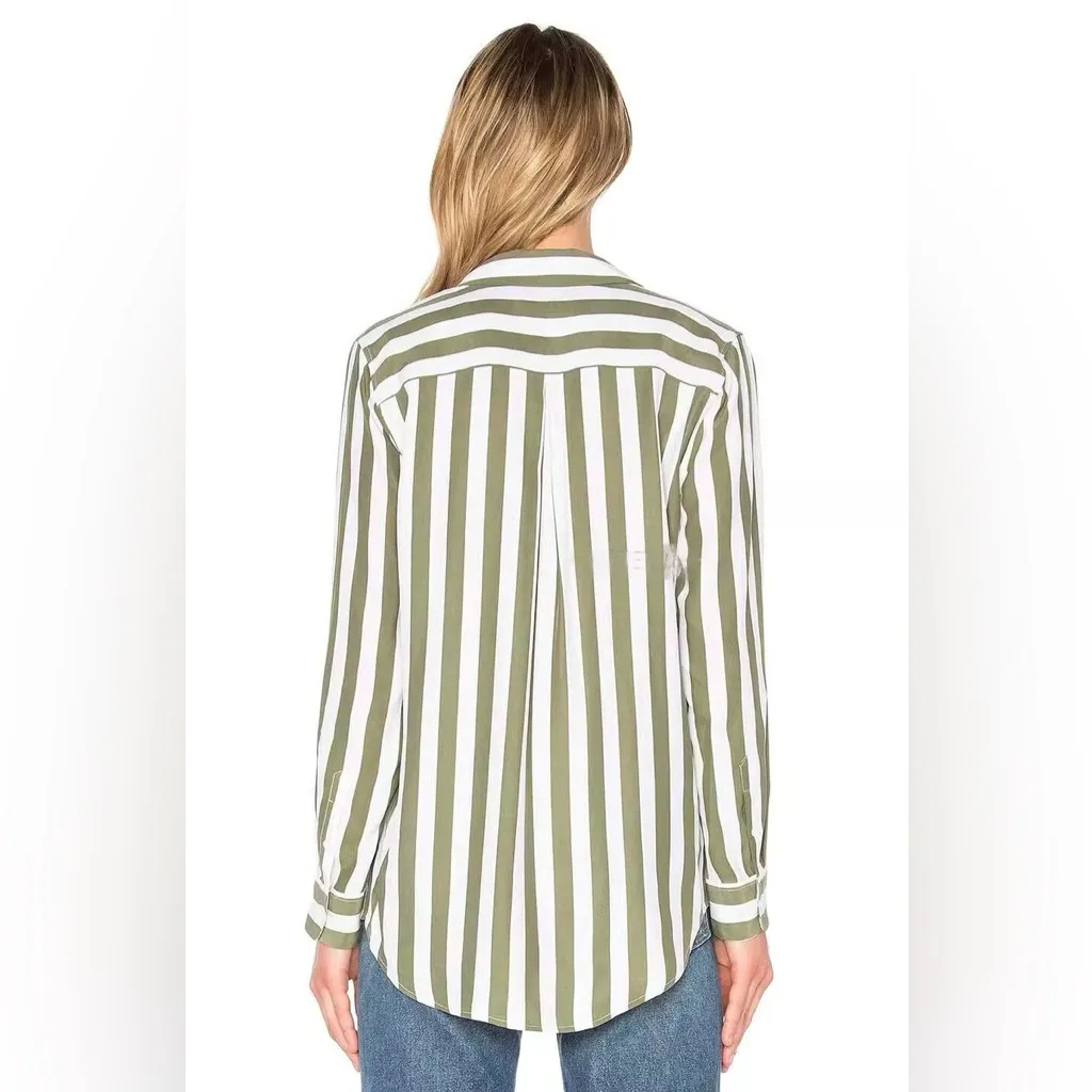 Equipment Olive and White Striped Shirt - Image 2