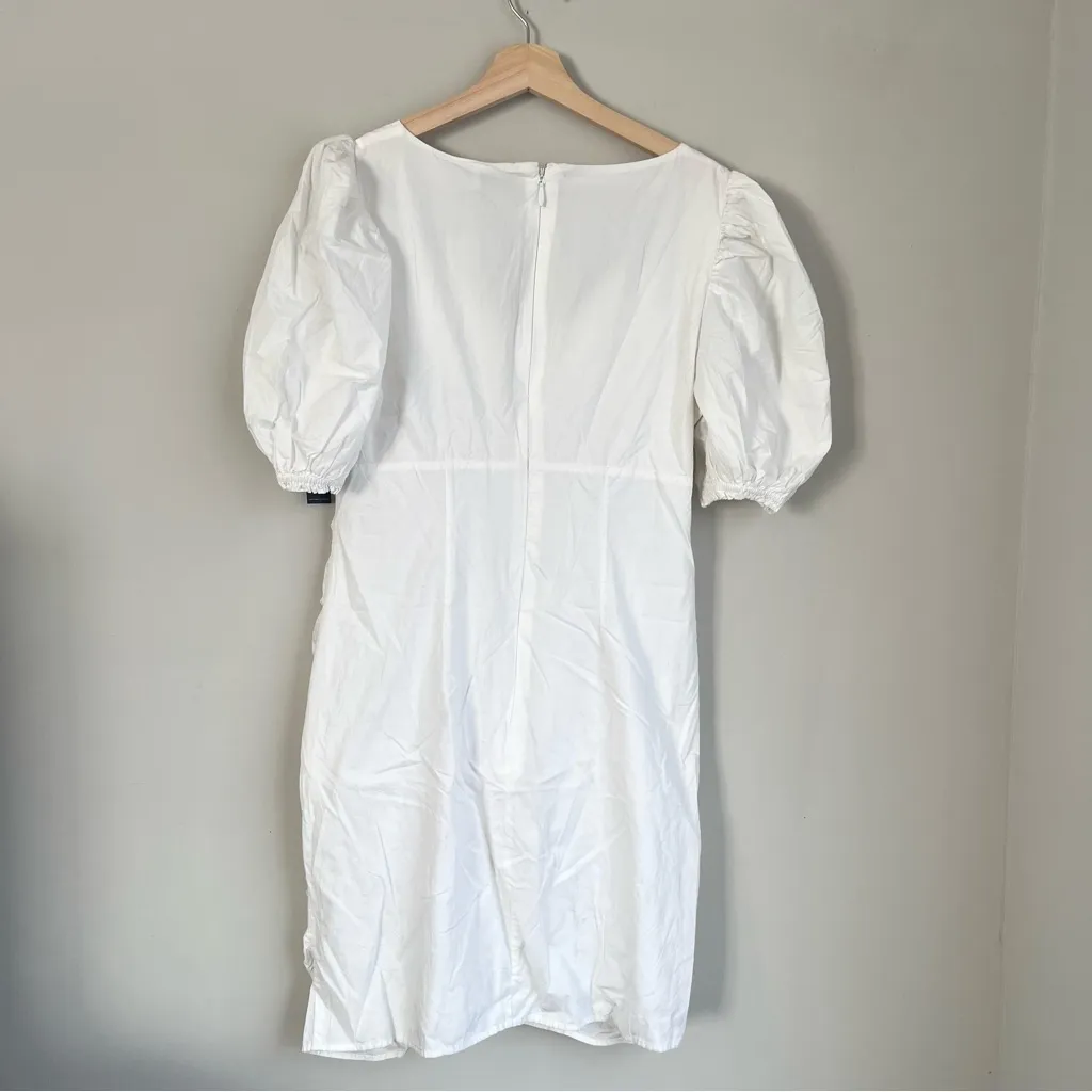 New York & Company White Ruched Mini Dress Butterfly Detail Size Large NWT - Image 3