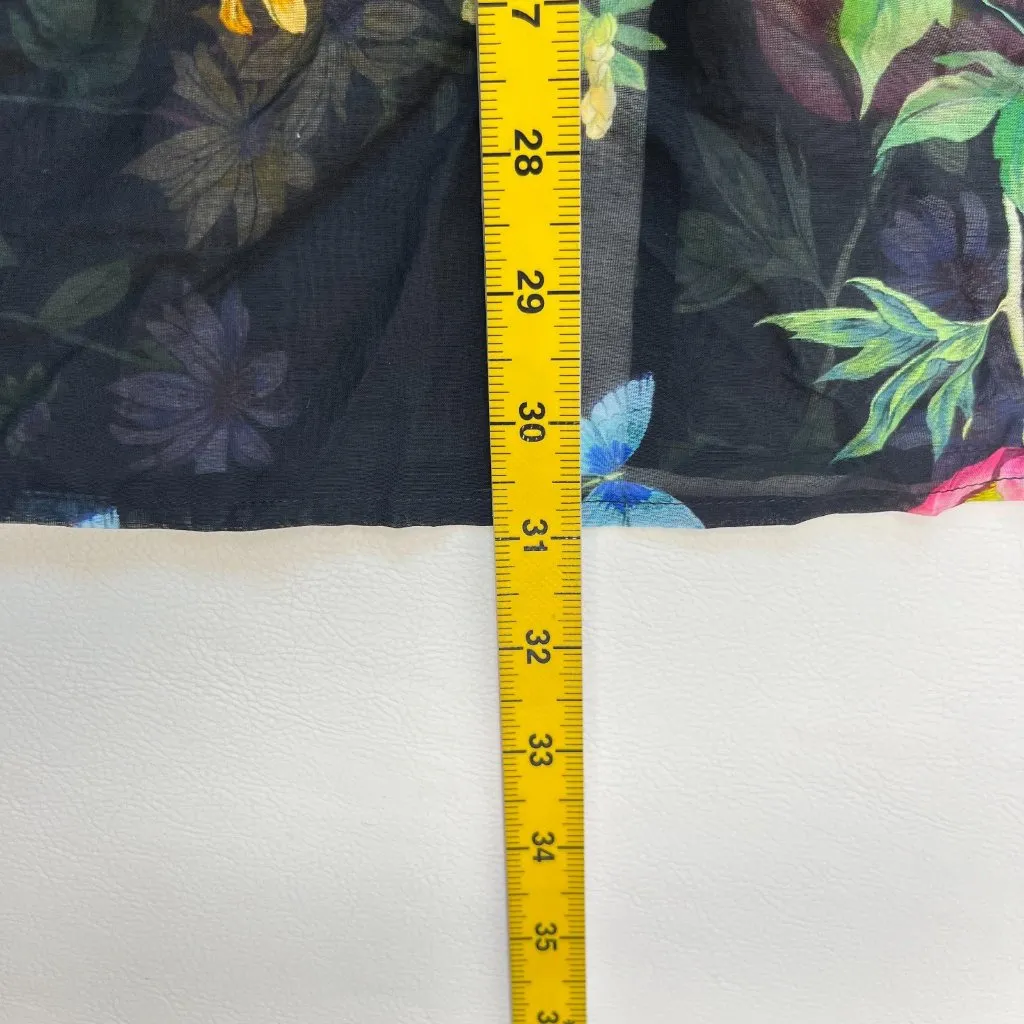 NWOT Johnny Was Black Butterfly Floral Silk Blend KIMONO Cover Up Front Tie Sz S - Image 11