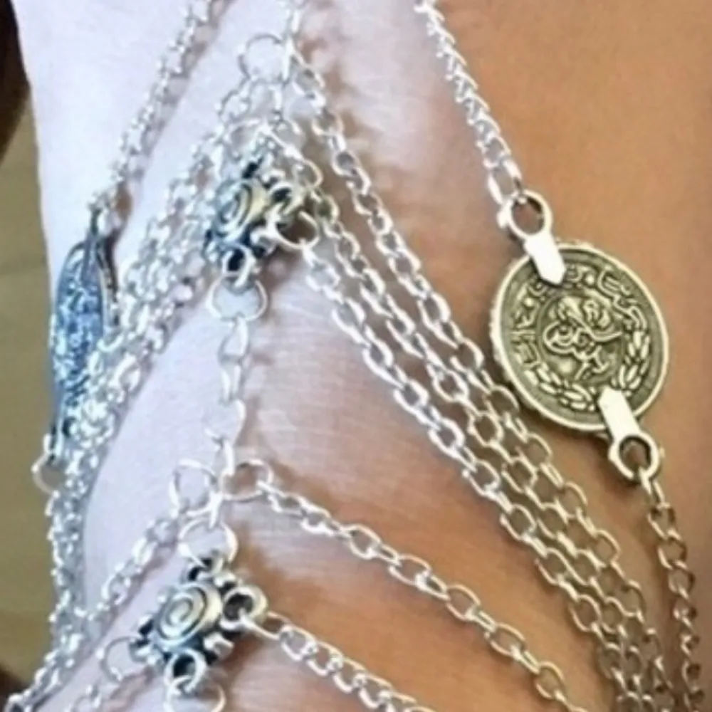 Bohemian Layered SILVER Metal Tassel foot jewelry - Image 5