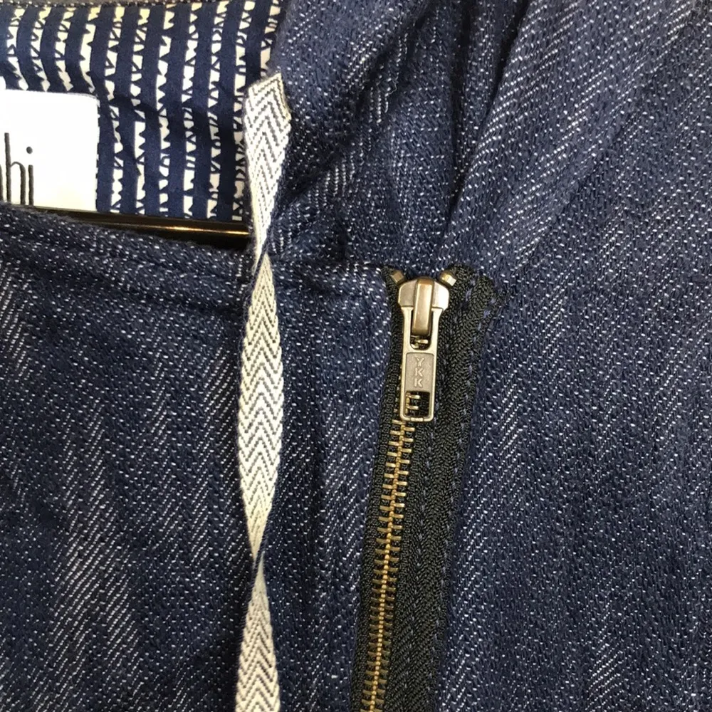 CAbi Women’s Dark Blue Cotton Soft Denim Asymmetrical Zipper Hooded Jacket - Image 4