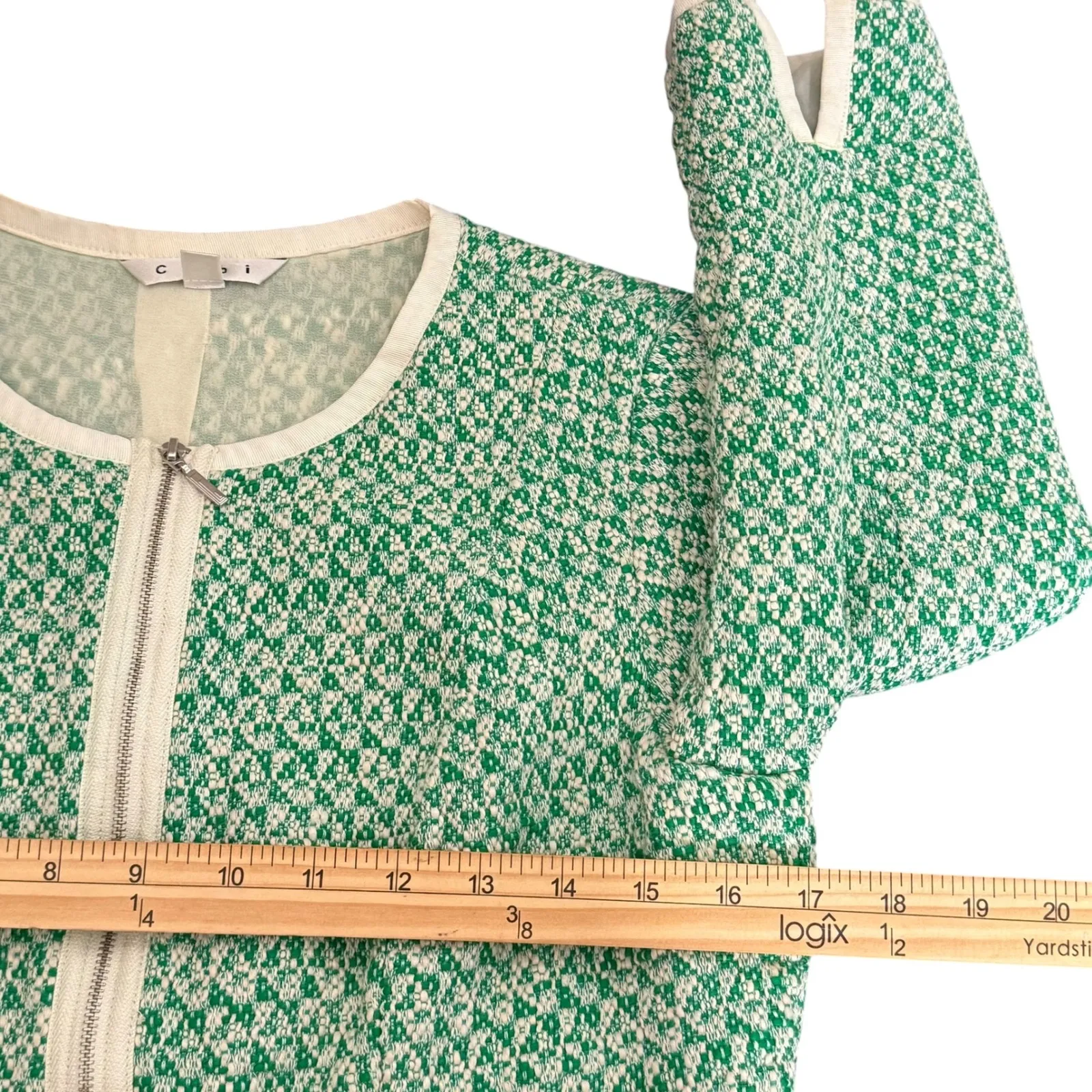 Cabi Style 726 Clover Tweed Crop Jacket Womens 4 Green Preppy Knit Career Office - Image 13