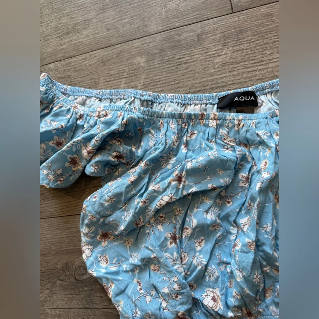 Aqua Blue Floral Crop Top - Image 5