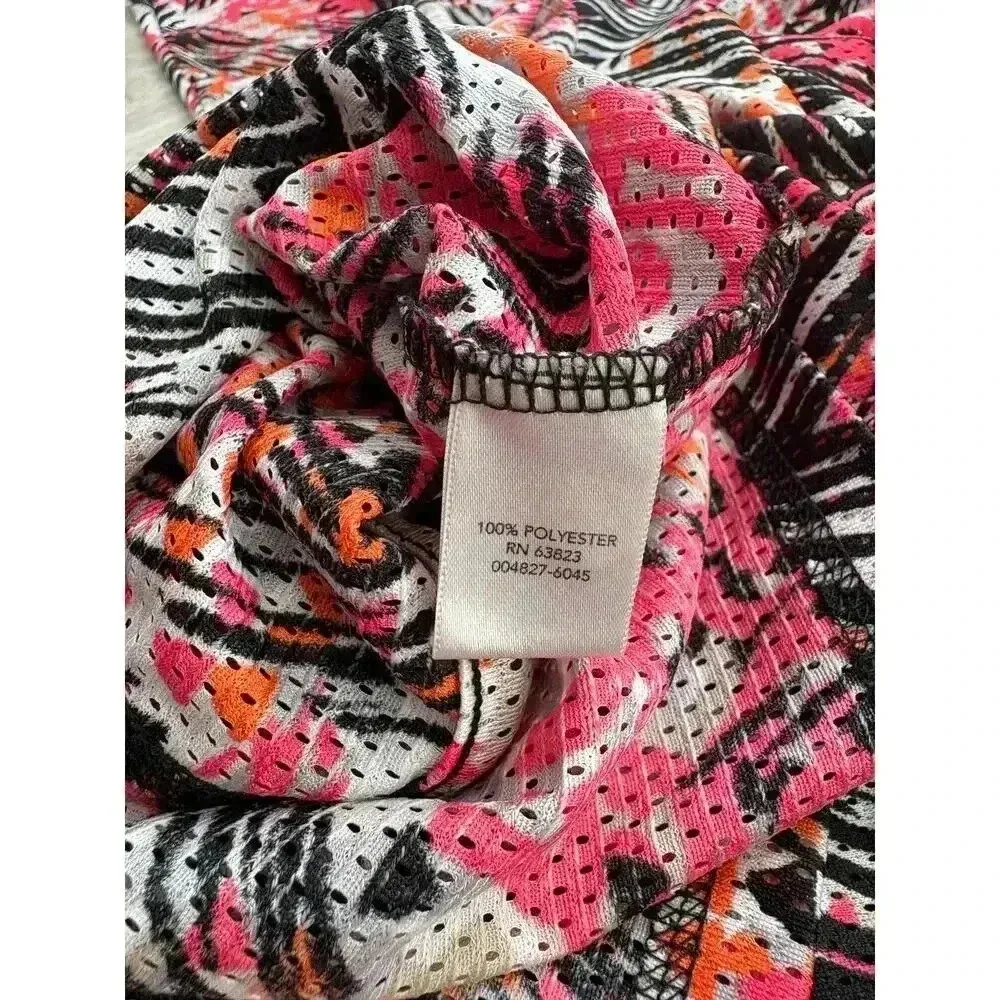 CJ Banks | Women’s Abstract Full Zip Stretch Mesh 3/4 Sleeve Top | 2X - Image 4