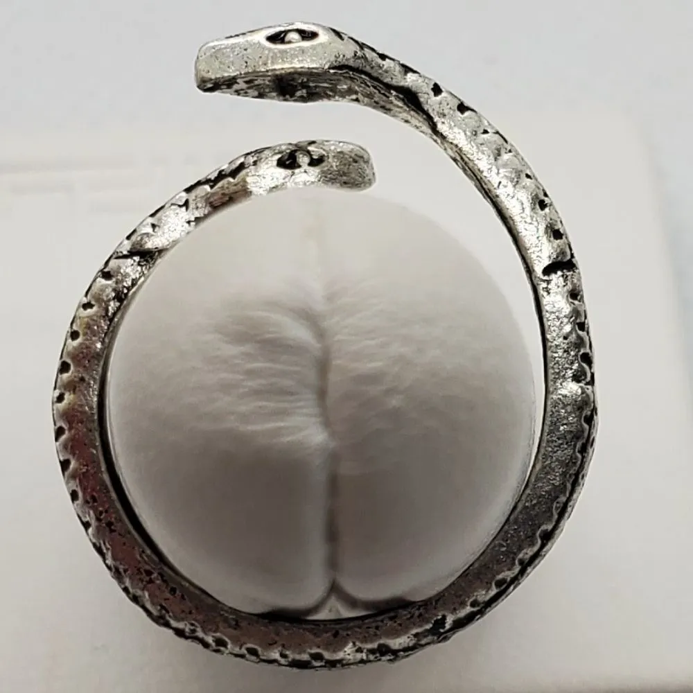 Adjustable Silver Snake Ring Silver - Image 3