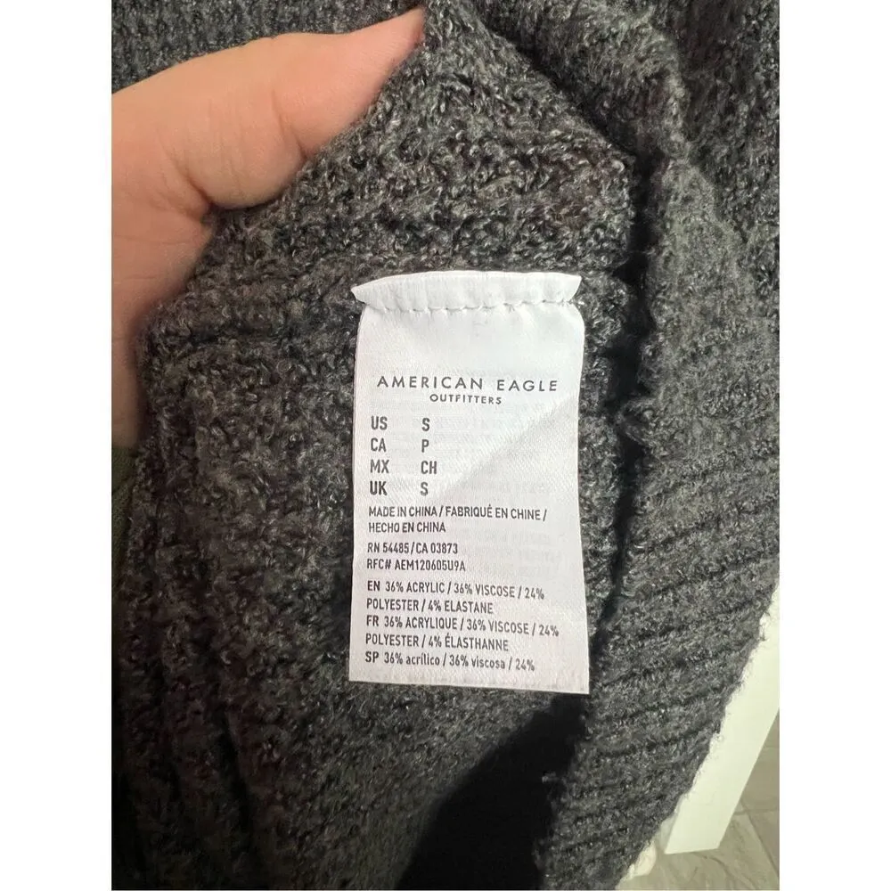 American Eagle Grey Waffle Sweater Woman’s Size Small - Image 5