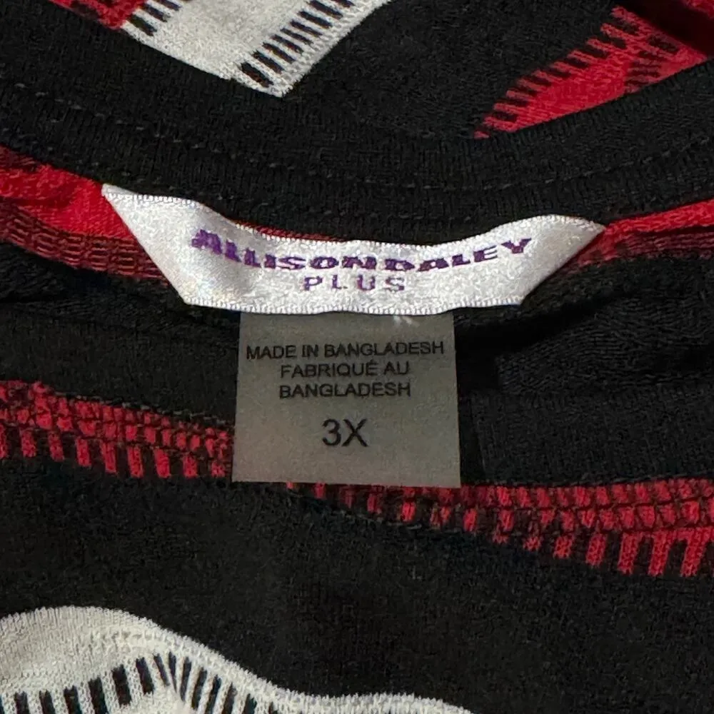 Allison Daley Plus 3X-Large Top Striped 3/4 Sleeve Round Neck Slits Stretch - Image 7