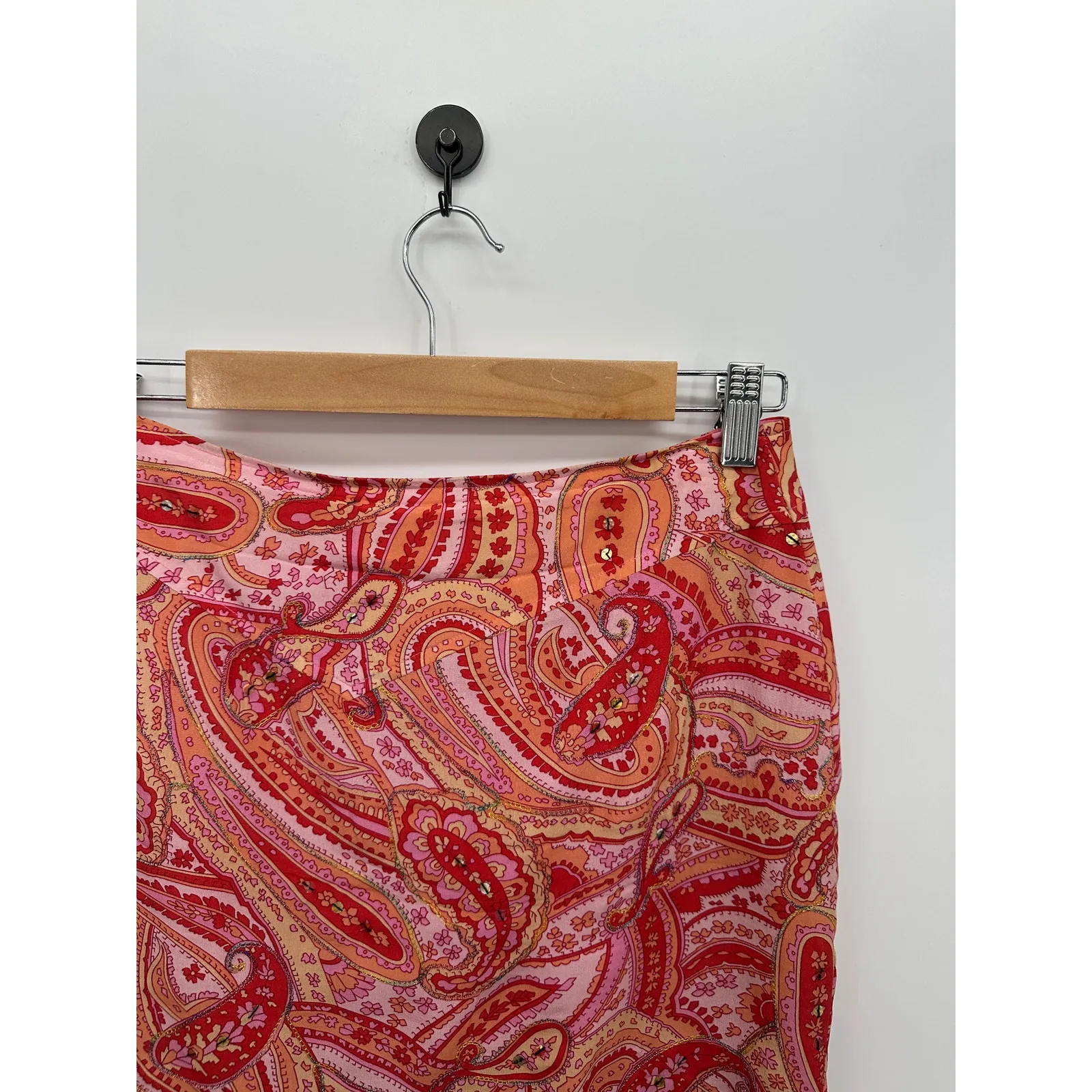 Worthington Womens Pink Paisley Y2K Silk Pencil Skirt Size 8 Academia Fairy Boho - Image 5