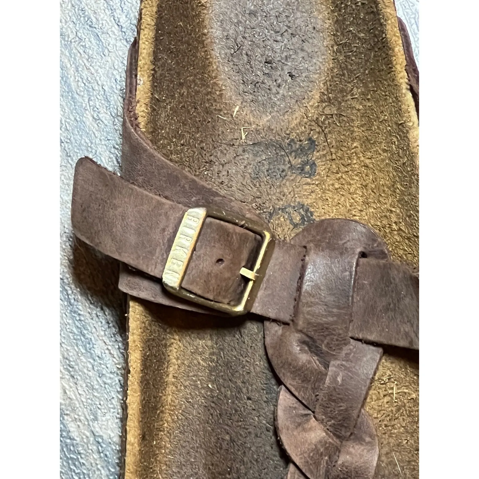 Birkenstock Gizeh Braided Leather Thong Cork Sandals Brown Women's Size 39/8/8.5 - Image 3