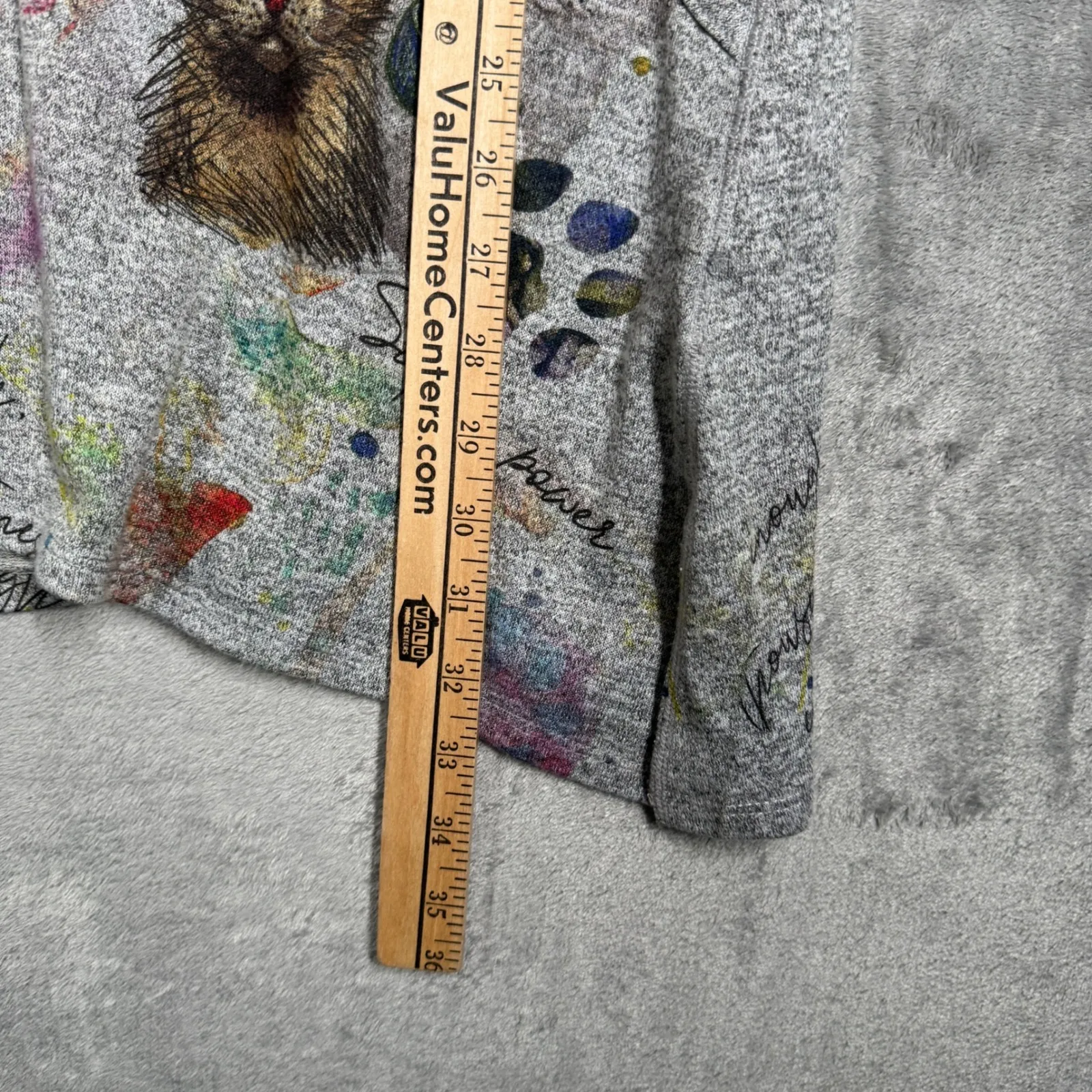 Inoah Shirt Womens Small Cat Print Graphic Tunic Top Elbow Sleeve Cat Lady Artsy Gray - Image 11