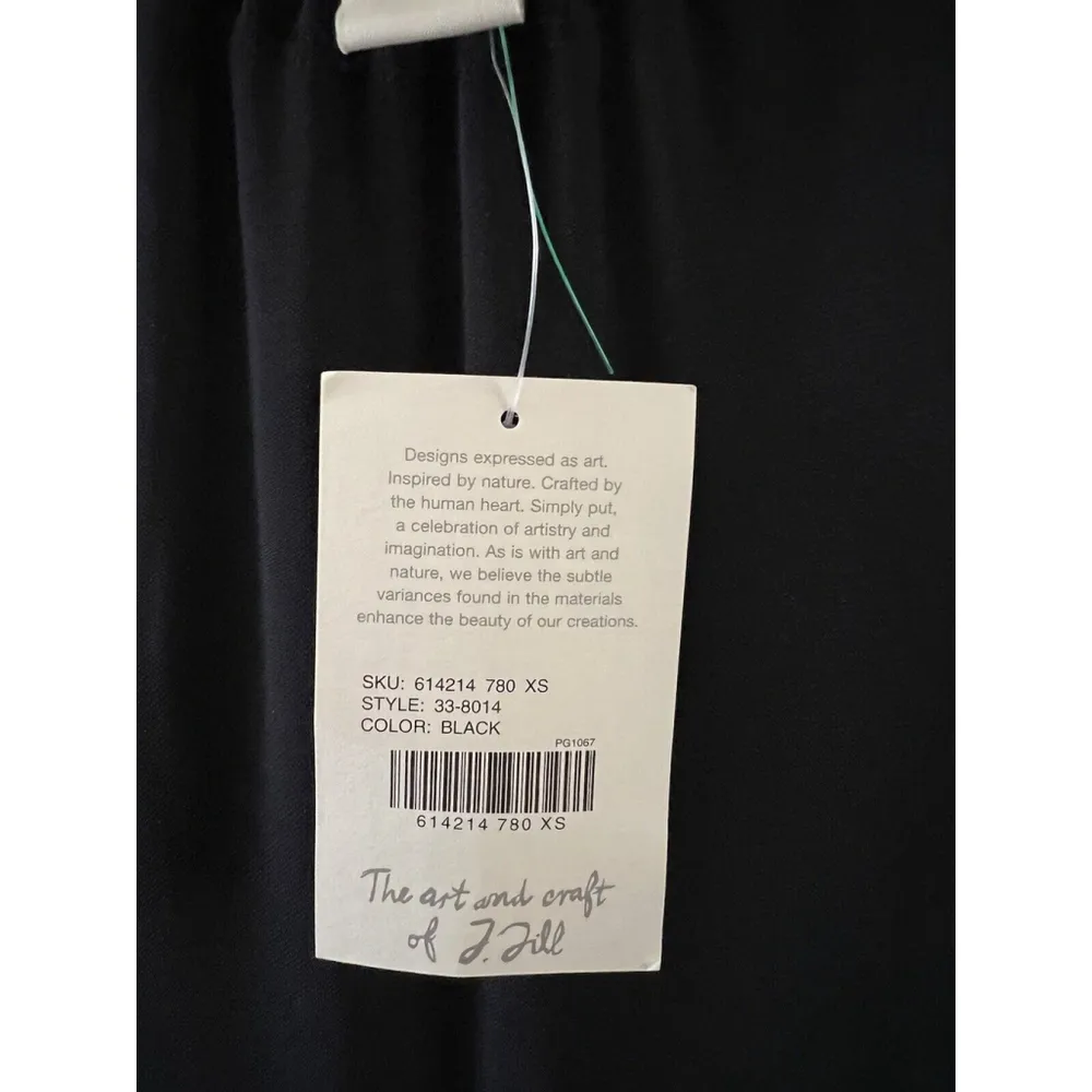 J. Jill Slip Dress Black Short Sleeves Stretch 2000’s Midi Length Scoop Neck NWT Size XS - Image 4