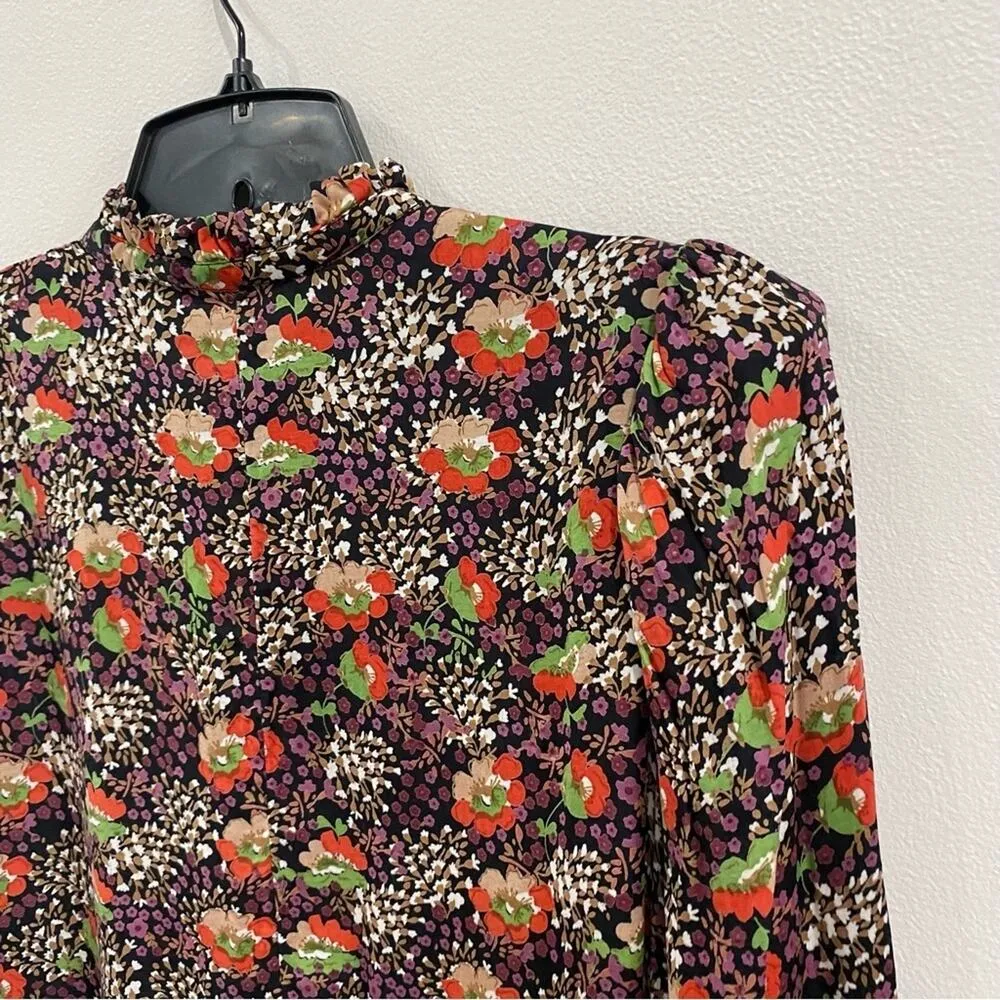 ByTimo | Floral Print Mini Long Sleeve DressSize Small Black - Image 10