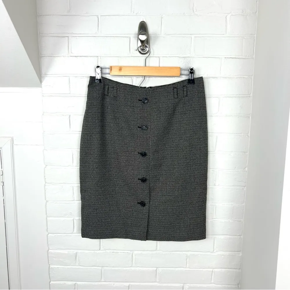 H&M Plaid Houndstooth Knit Button Front Pencil Skirt Size 10 - Image 2