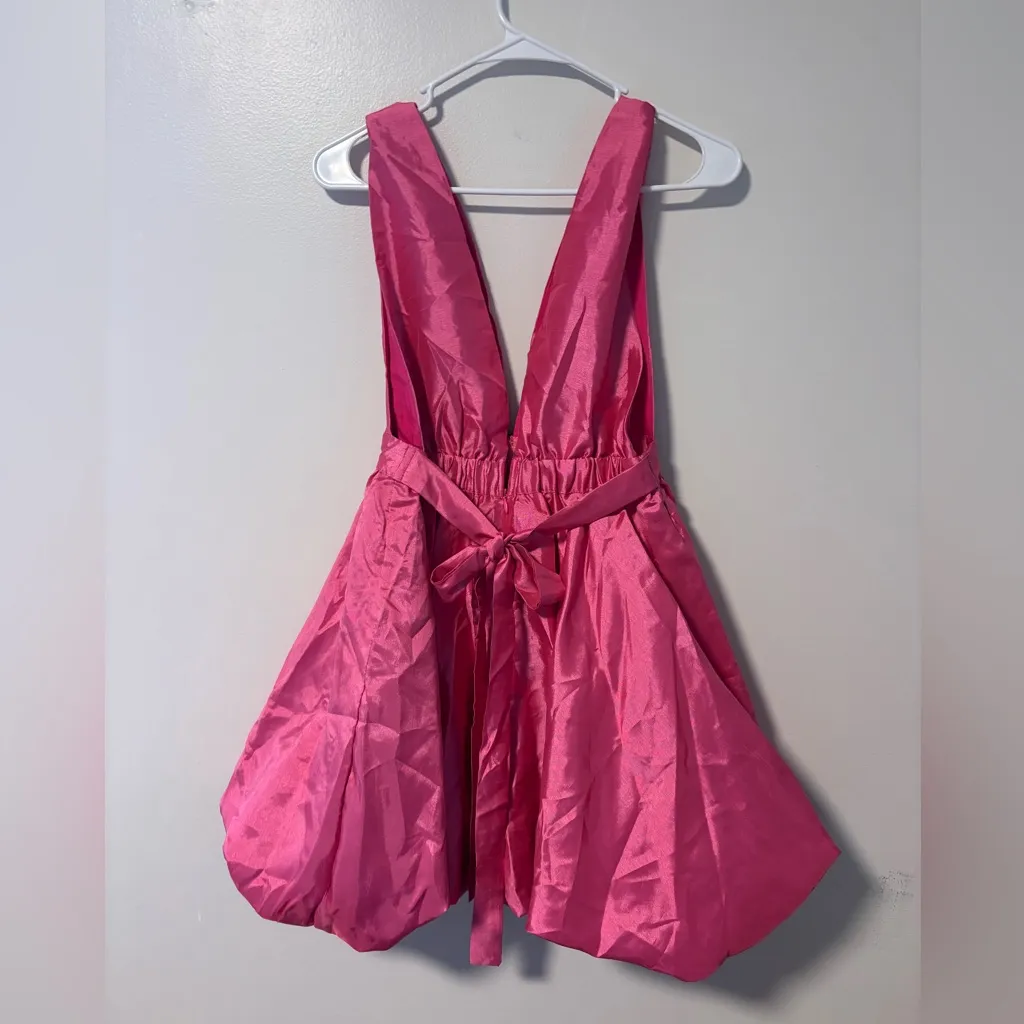 Mable Duri Bow Tied Bubble Hem Mini Dress Pink - Image 3
