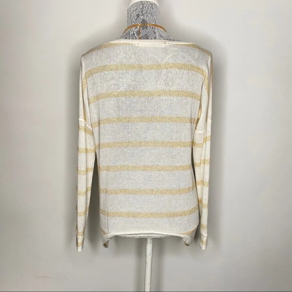 BUCKLE | TEE BY  Women's Metallic Striped Shark Bite Hem Sweater Size XS - Image 3