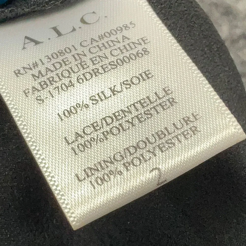 A.L.C Black Lace 100% Silk Lace Up Deep V Neck Cocktail Party Dress Size 2 XS - Image 4