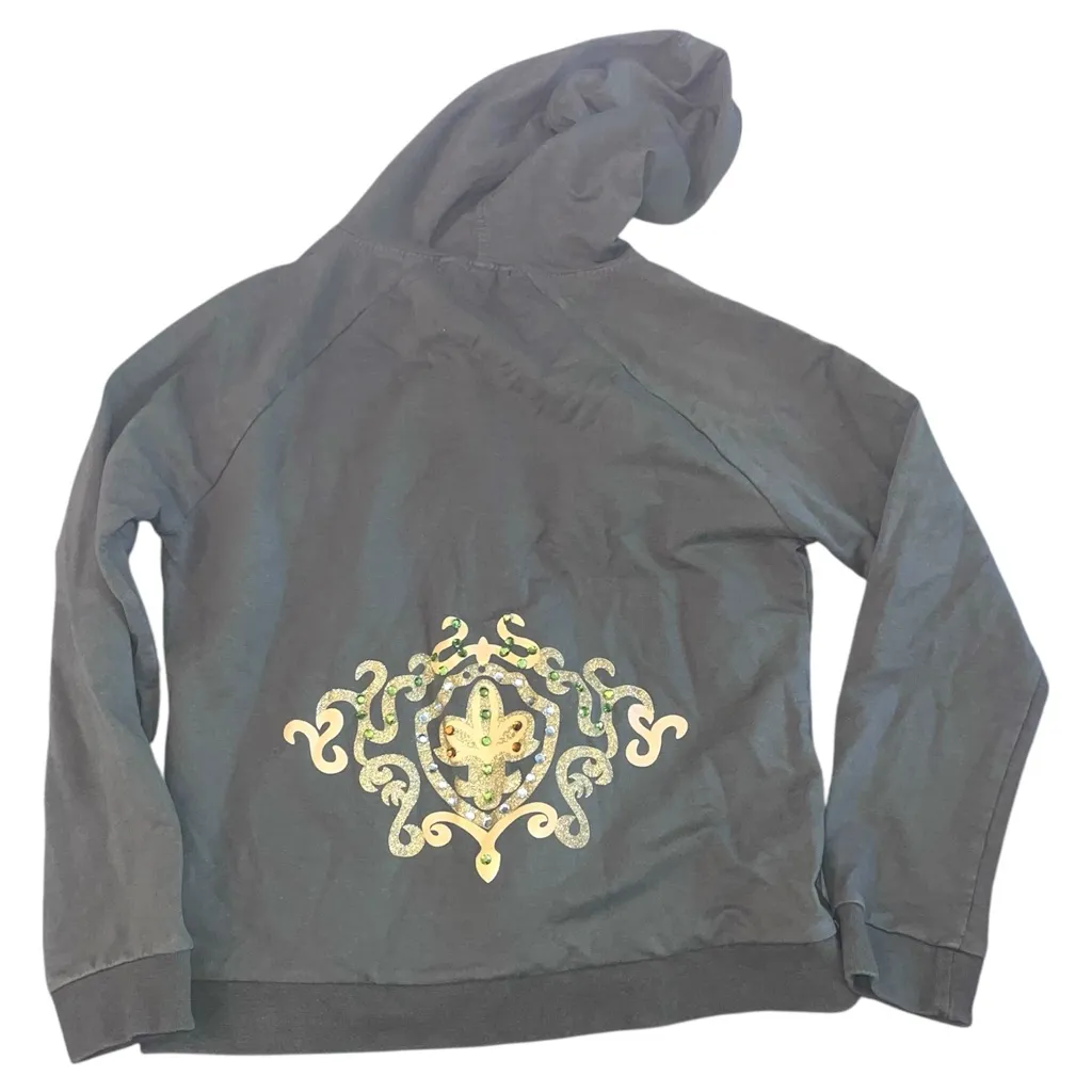 Vintage Y2K BCBG Grunge Femme Preppy 2000's Zip up Hoodie Gray Size L - Image 2