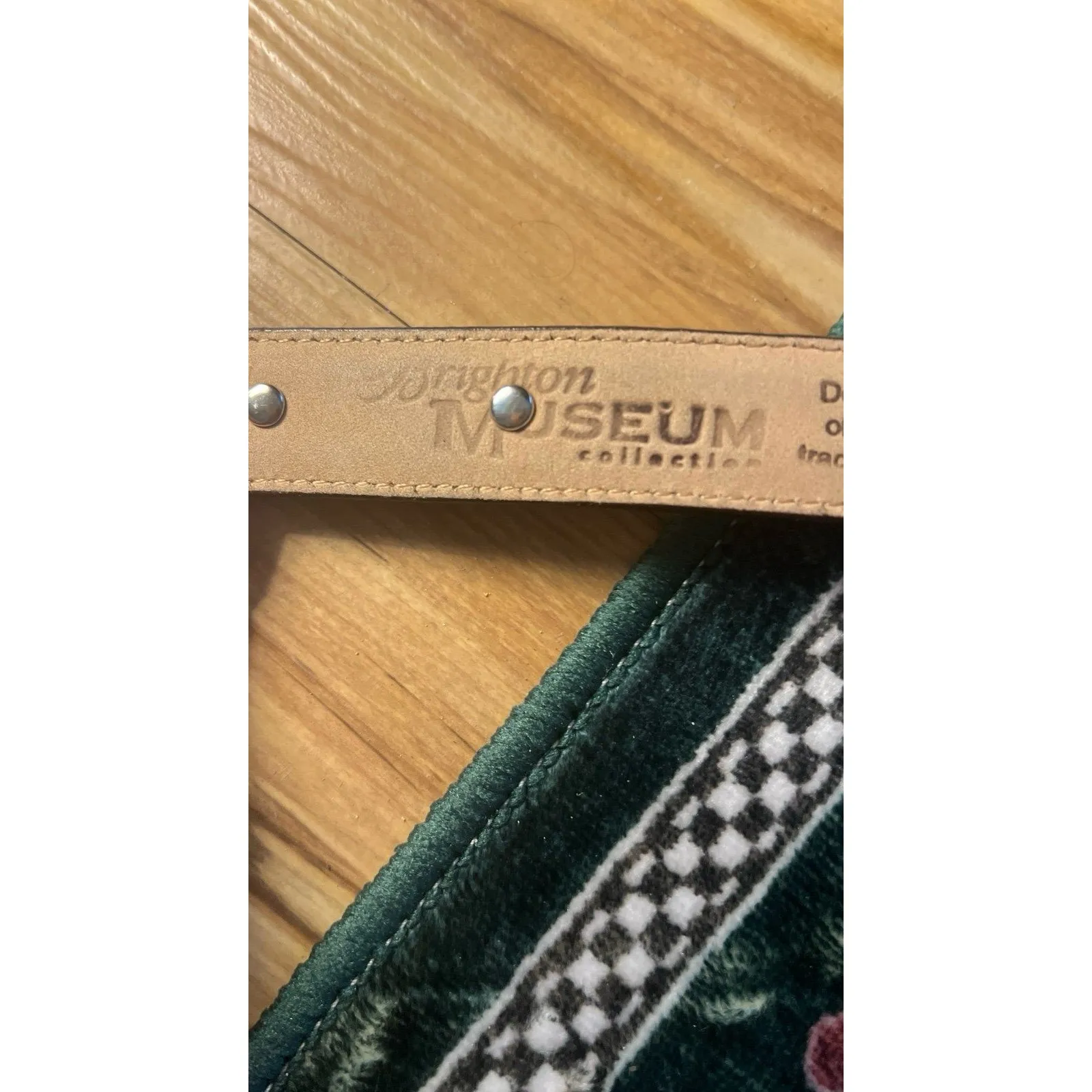 VTG 90's BRIGHTON Brown Leather Belt L Croc Embossed Coins, silver & gold Museum - Image 5