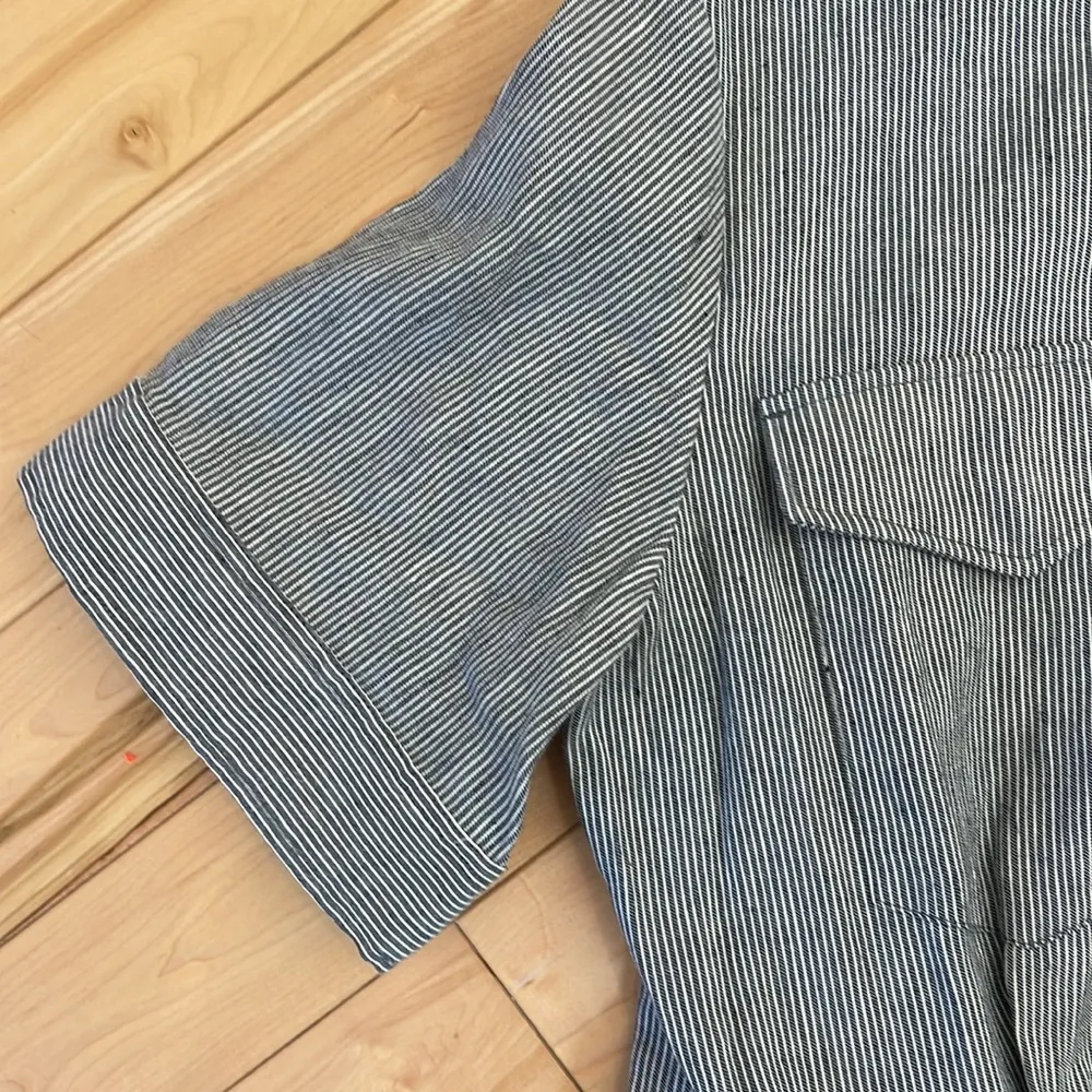 Rag & Bone navy striped surplus one piece shorts romper - Image 4