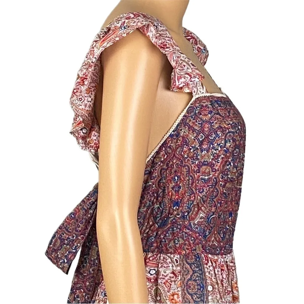 HAUTE HIPPIE flutter sleeve tiered peasant style mauve maxi dress Size 14 NWOT - Image 8