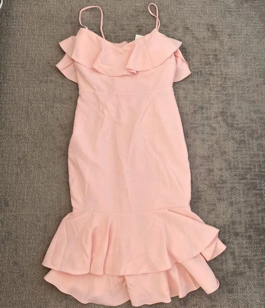 Likely 499  revolve pink ruffle midi dress - Image 6
