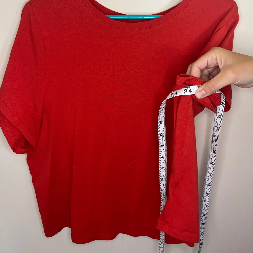 Old Navy Shirt Womens Plus Size 2XL Short Sleeve Red Boxy Cropped Basic Tee - Image 3