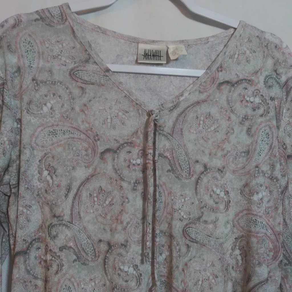Jason Maxwell Vintage 90s Paisley Women's Top - Cream Boho Fairy Size M - Image 2