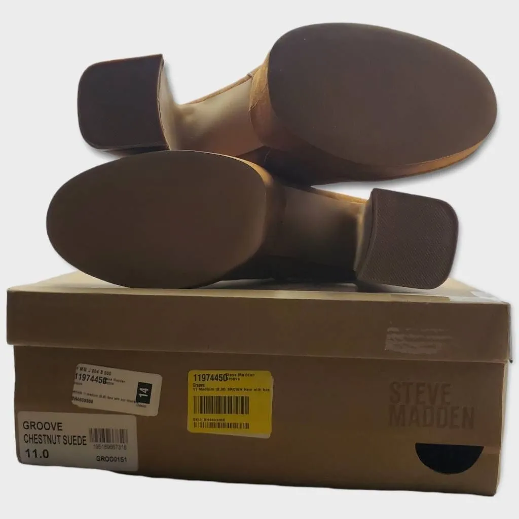 Steve Madden Groove Chestnut Suede Knee High Platform Heel Boots Size 11 M - Image 8
