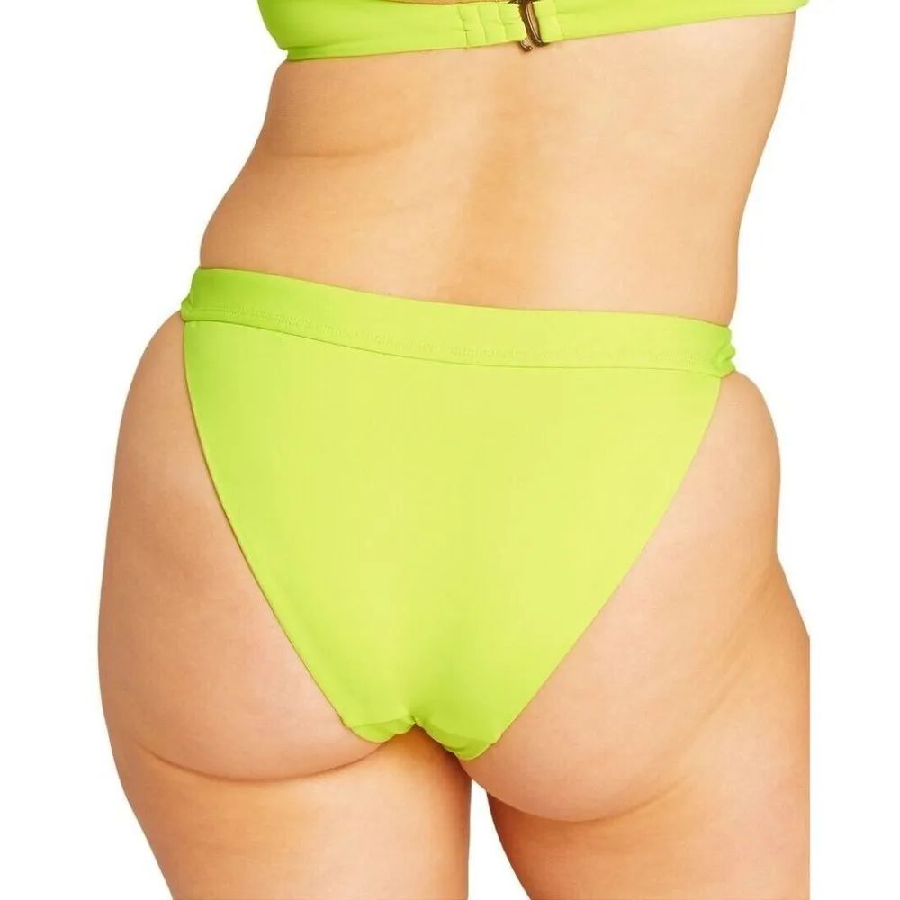 Andie Swim The Banded Cheeky Bikini Bottom Stretch Neon Lemon Green Yellow M - Image 2