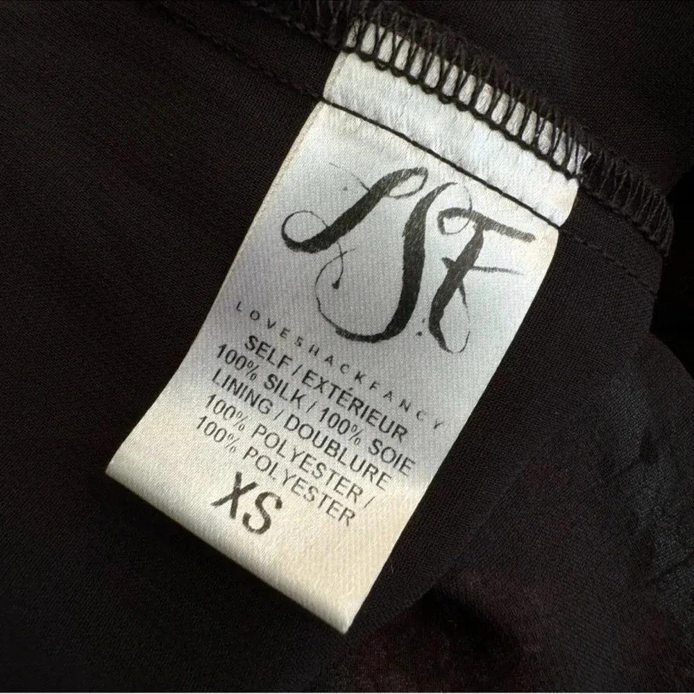 LoveShackFancy Silk Tiered Floral Mini Dress Black
Size XS - Image 9