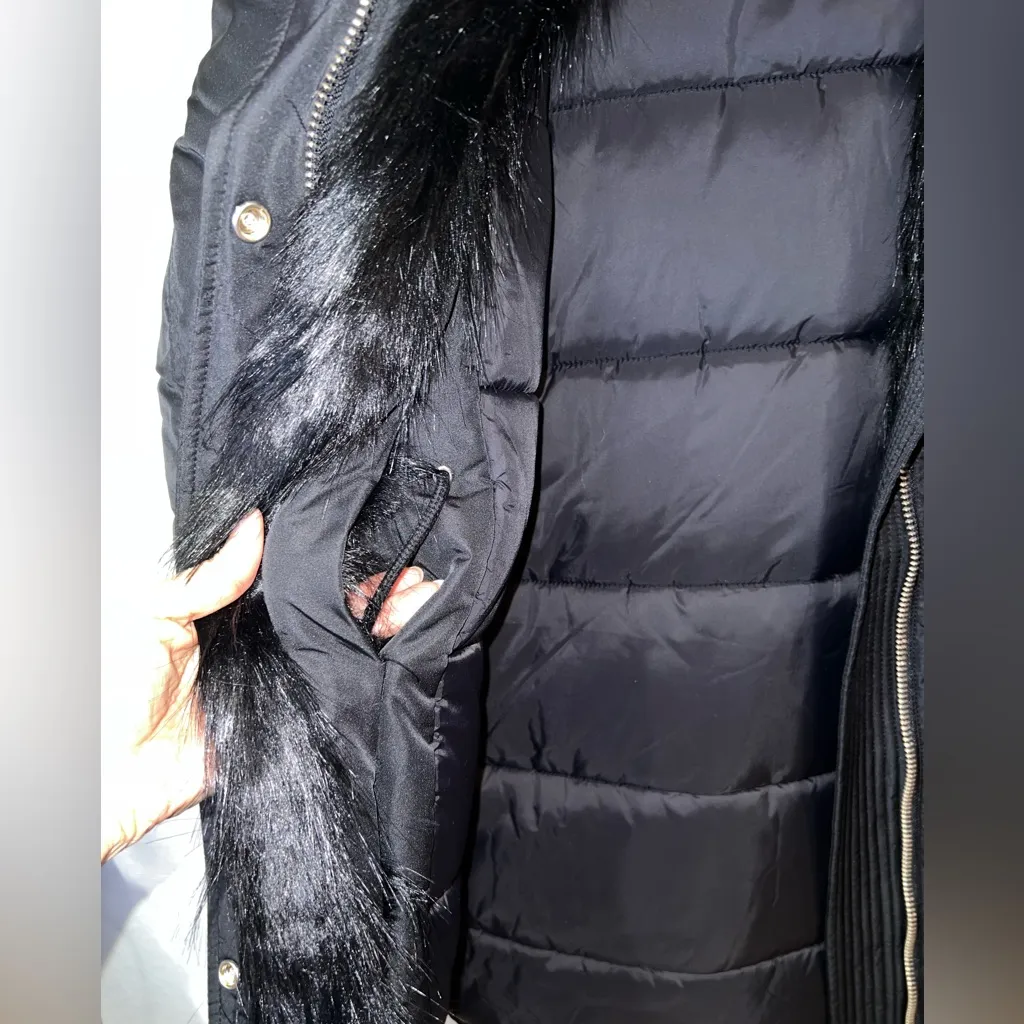 The Kooples Paris Black Faux Fur Hooded Puffer Parka Coat Size M Women’s NWT - Image 8
