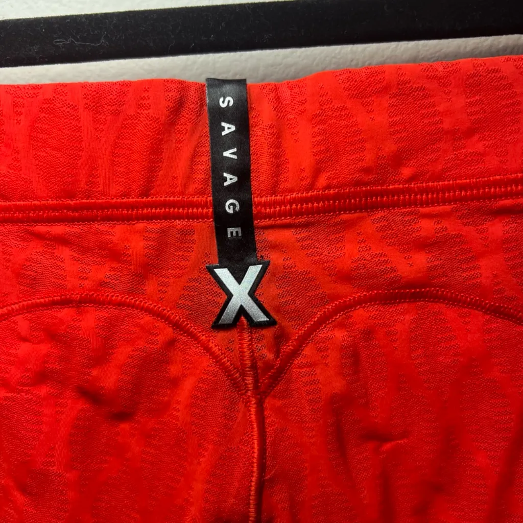 Savage X Fenty Women's Run 2 You High Waist Mesh Leggings Fire Engine Red Medium - Image 12