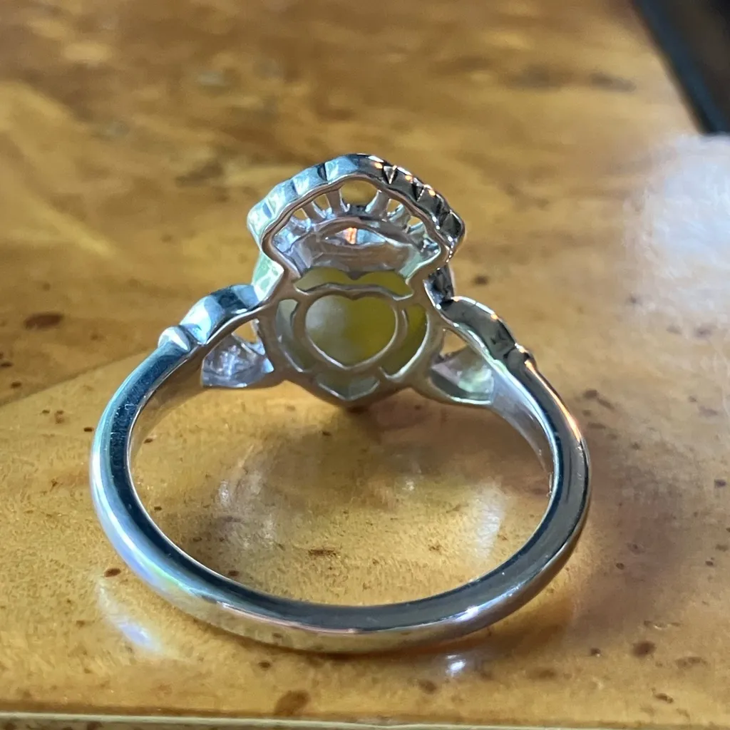 Natural Connemara Marble Sterling Silver Claddagh Ring Size 10 - Image 5