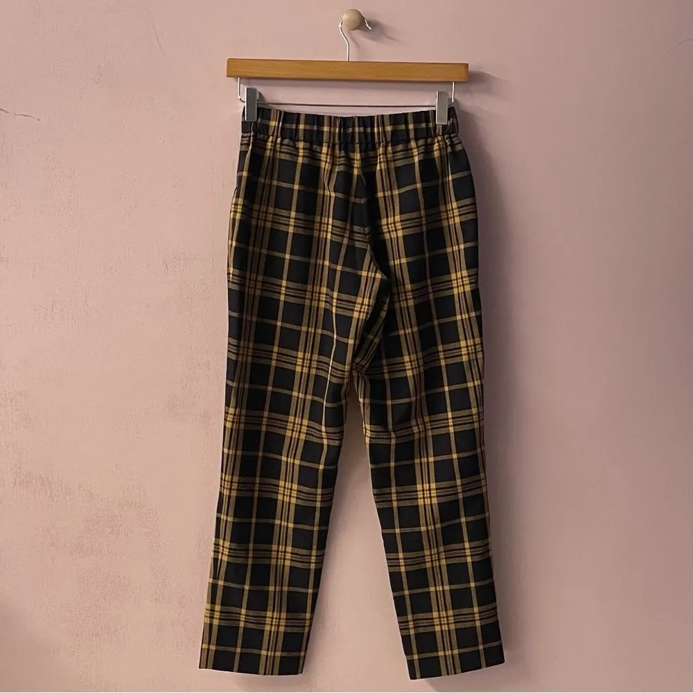 Aritzia Wilfred Darontal Black/Yellow/Dark Wine Plaid Pants Sz 00 24” Waist EUC - Image 9