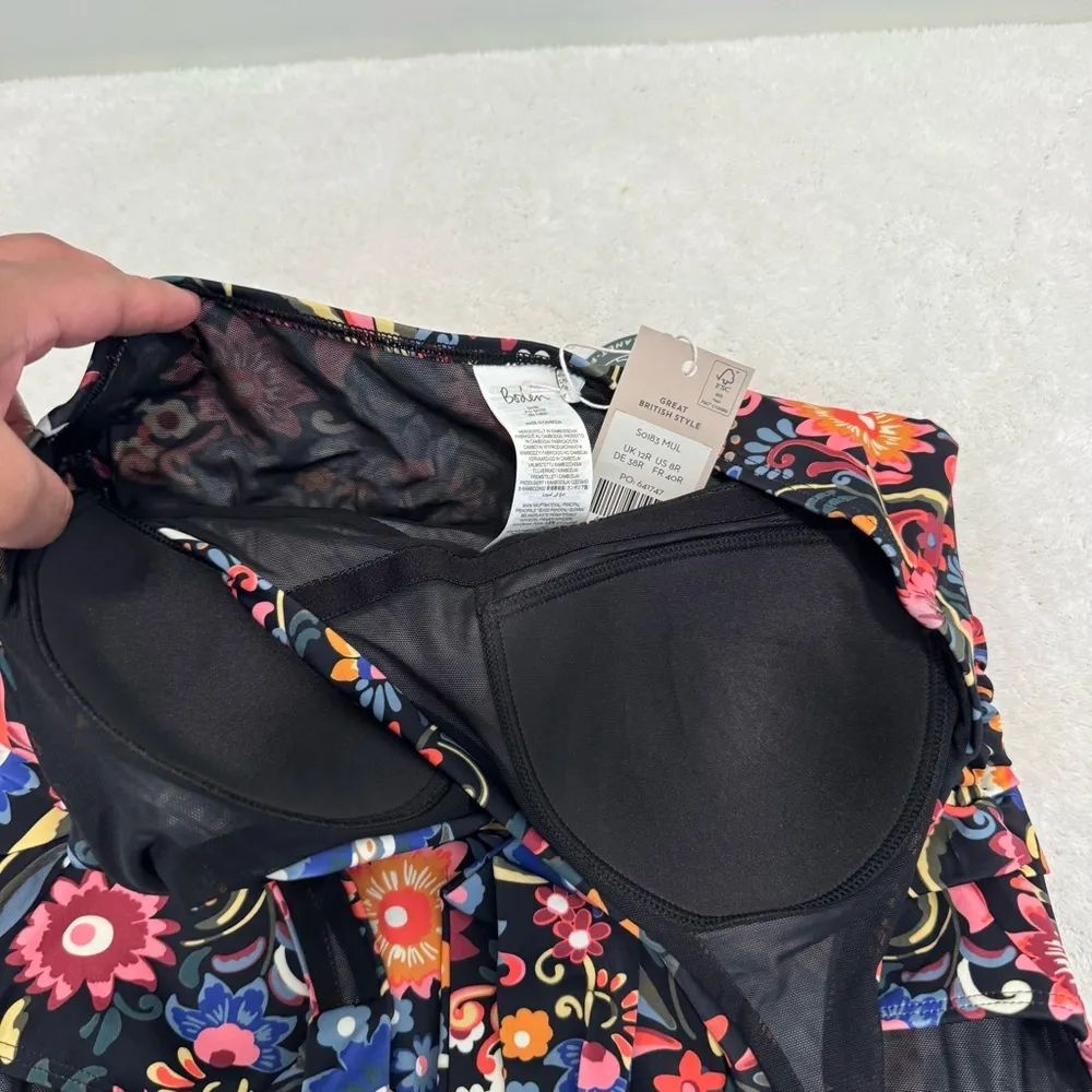 Boden Levanzo Ruched Halter Swimsuit size 8R Black - Image 5