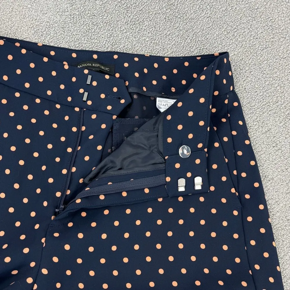 Banana Republic High Rise Wide Leg Polka Dot Pants Blue Tan Size 6 - Image 6