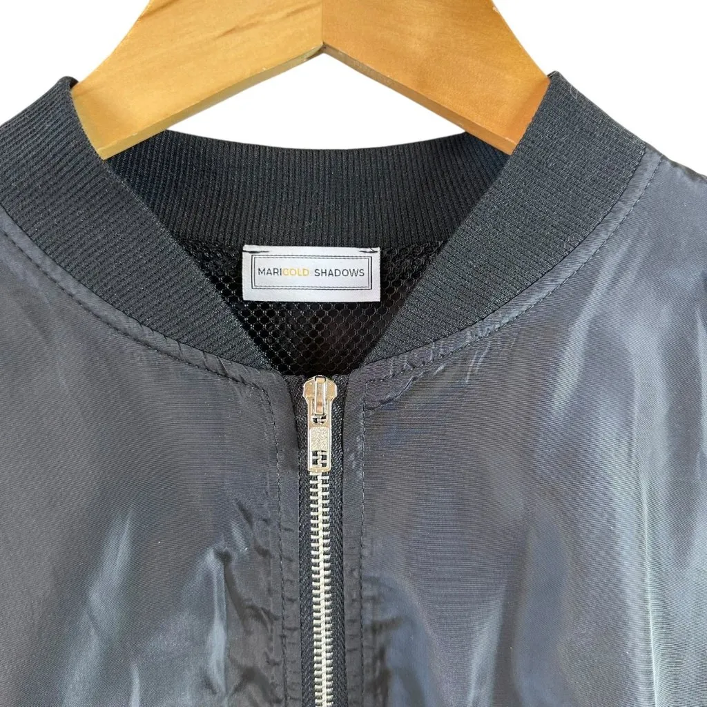 Marigold Shadows Black Oversized Sequin Sleeve Bomber Jacket Women’s OS One Size Size undefined - Image 5