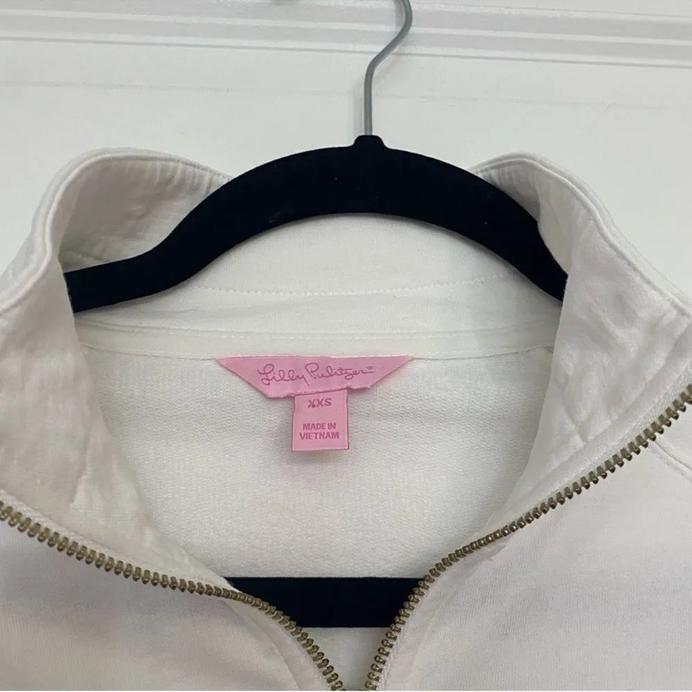Lilly Pulitzer Skipper White Solid Popover XXS Palm Tree Half Zip Pullover - Image 5
