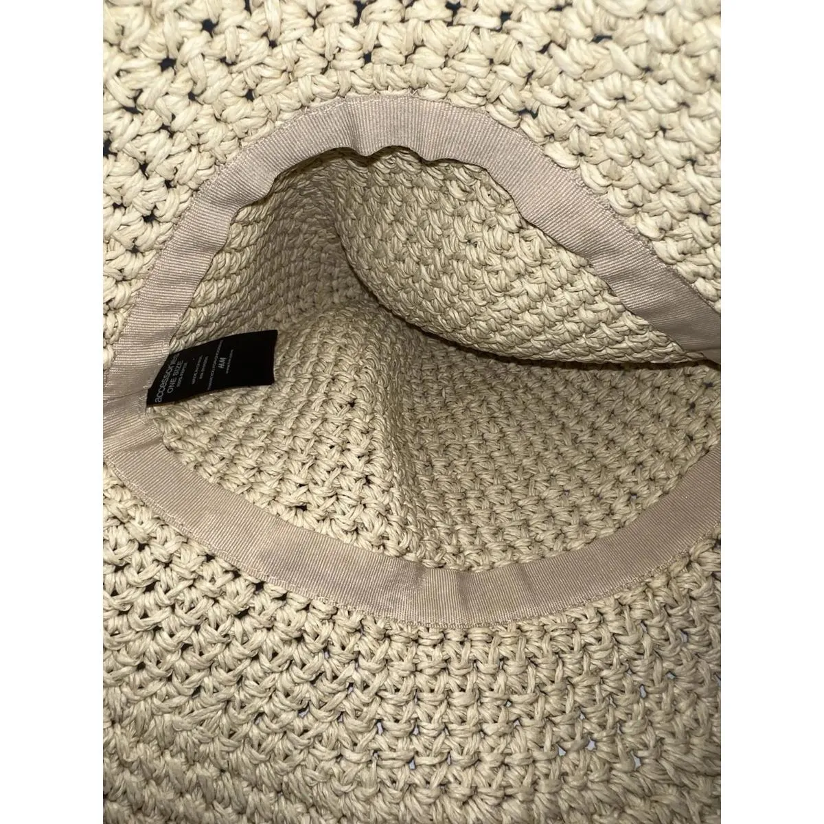 H&M Beige Handwoven Crochet Raffia Sun Hat Wide Brim Beach Boho Style Women’s OS - Image 6