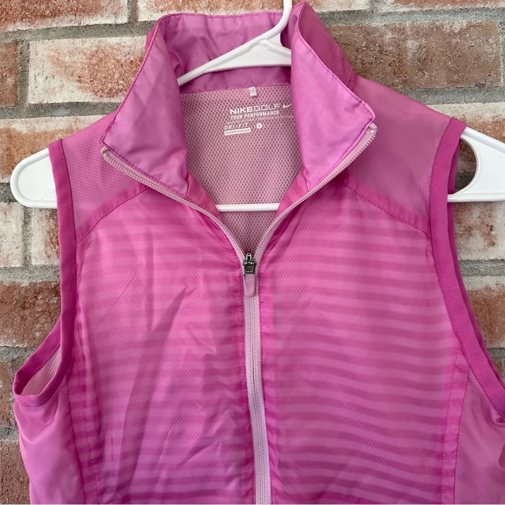 Nike Golf Tour Performance Zip Up Vest Women’s Small Pink Striped Dri Fit - Image 2
