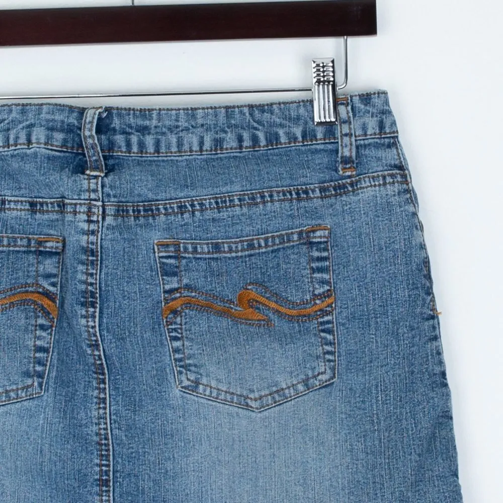 OTB‎ One Tuff Babe Womens Denim Stretch Mini Skirt Size 9/10 Western Cowgirl Blue - Image 5