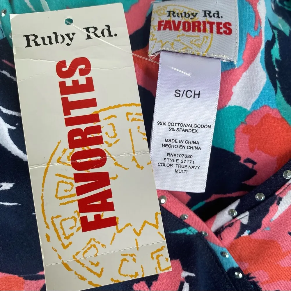 Ruby Rd. Embellished Short Sleeve Top Orange - Image 13