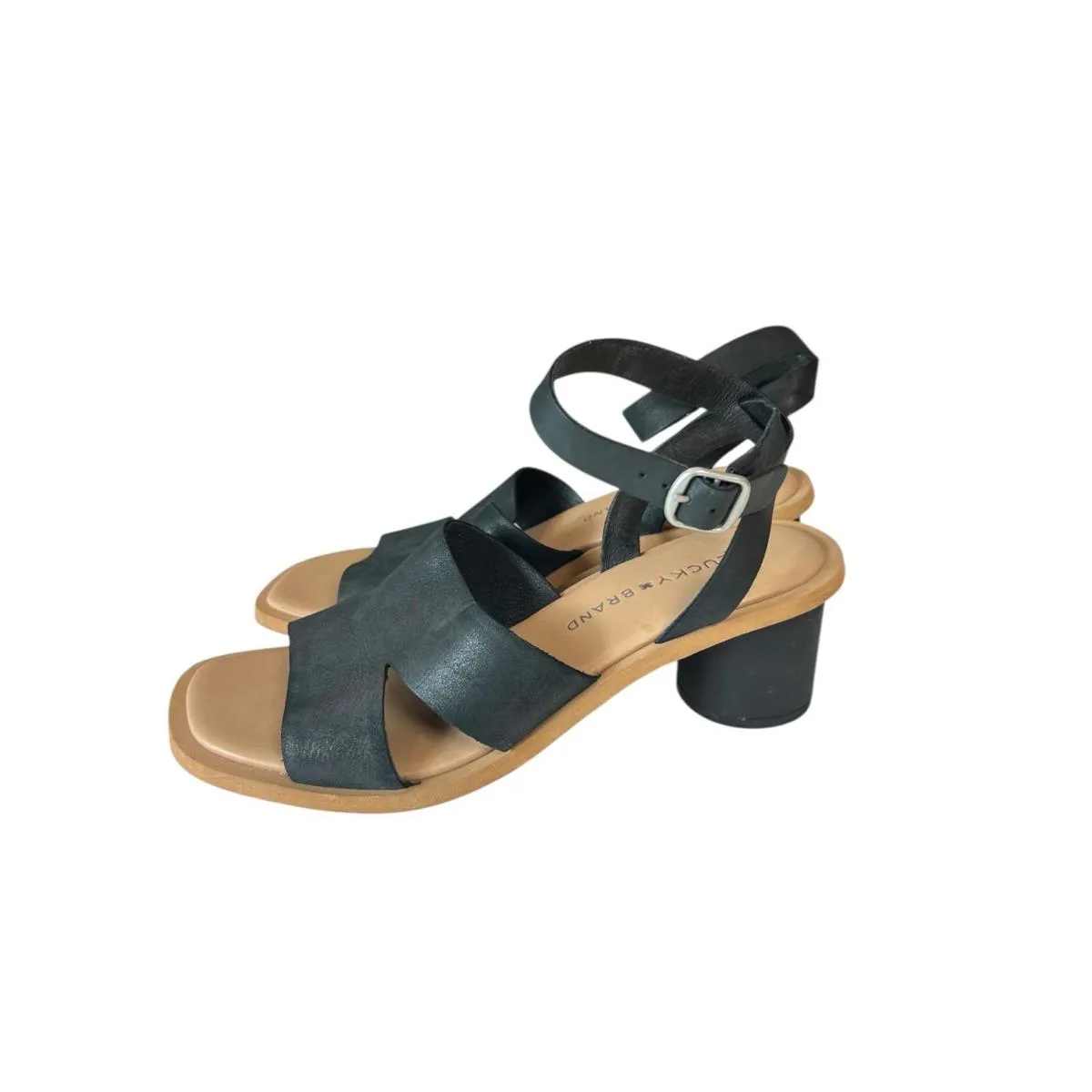 Lucky Brand LK-Pemal Black Leather Block Heel Sandals Women’s 7.5 - Image 5