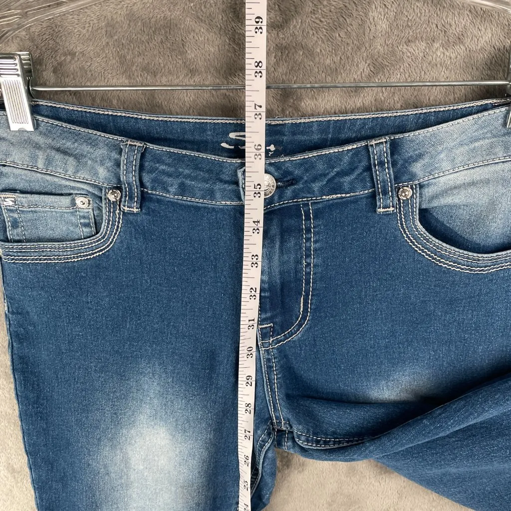 Seven7 Straight Leg Jeans Womens 16 Dark Wash Denim Heart Pocket Y2K Embroidered - Image 6