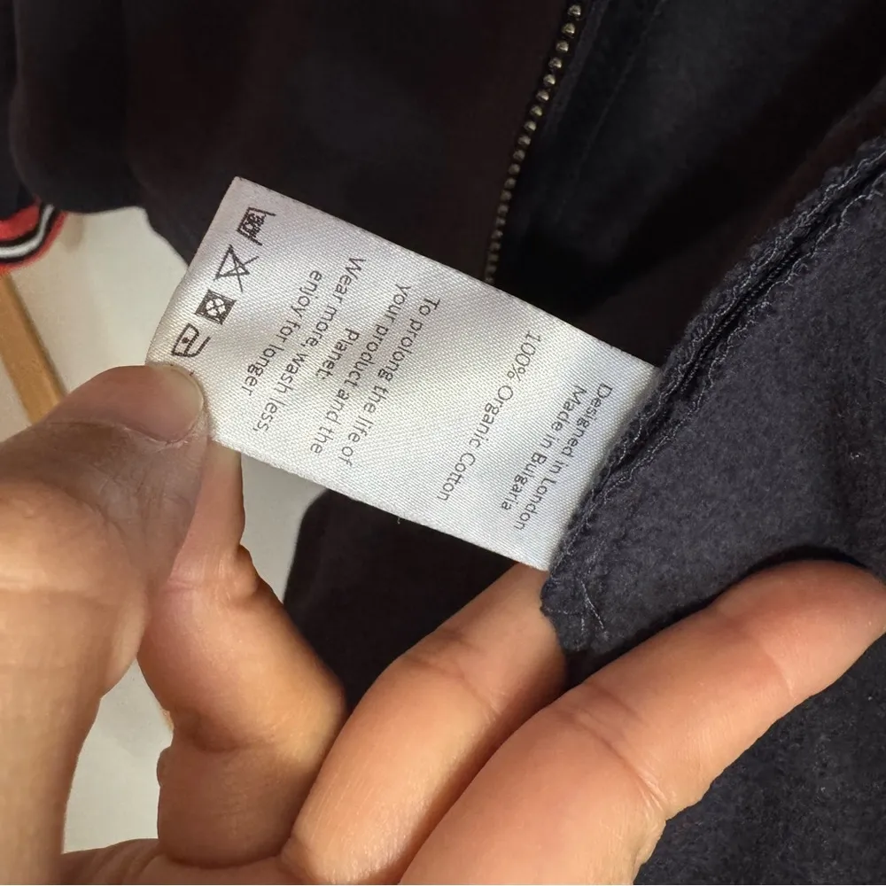 Saint + Sofia Cotton Biker Jacket in Navy Blue Size 2 - Image 6