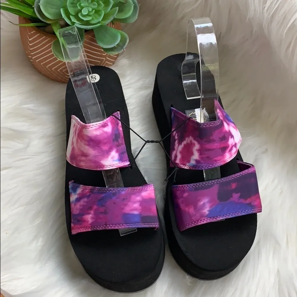 nwt // urban outfitters tie dye platform double strap sandals - Image 7