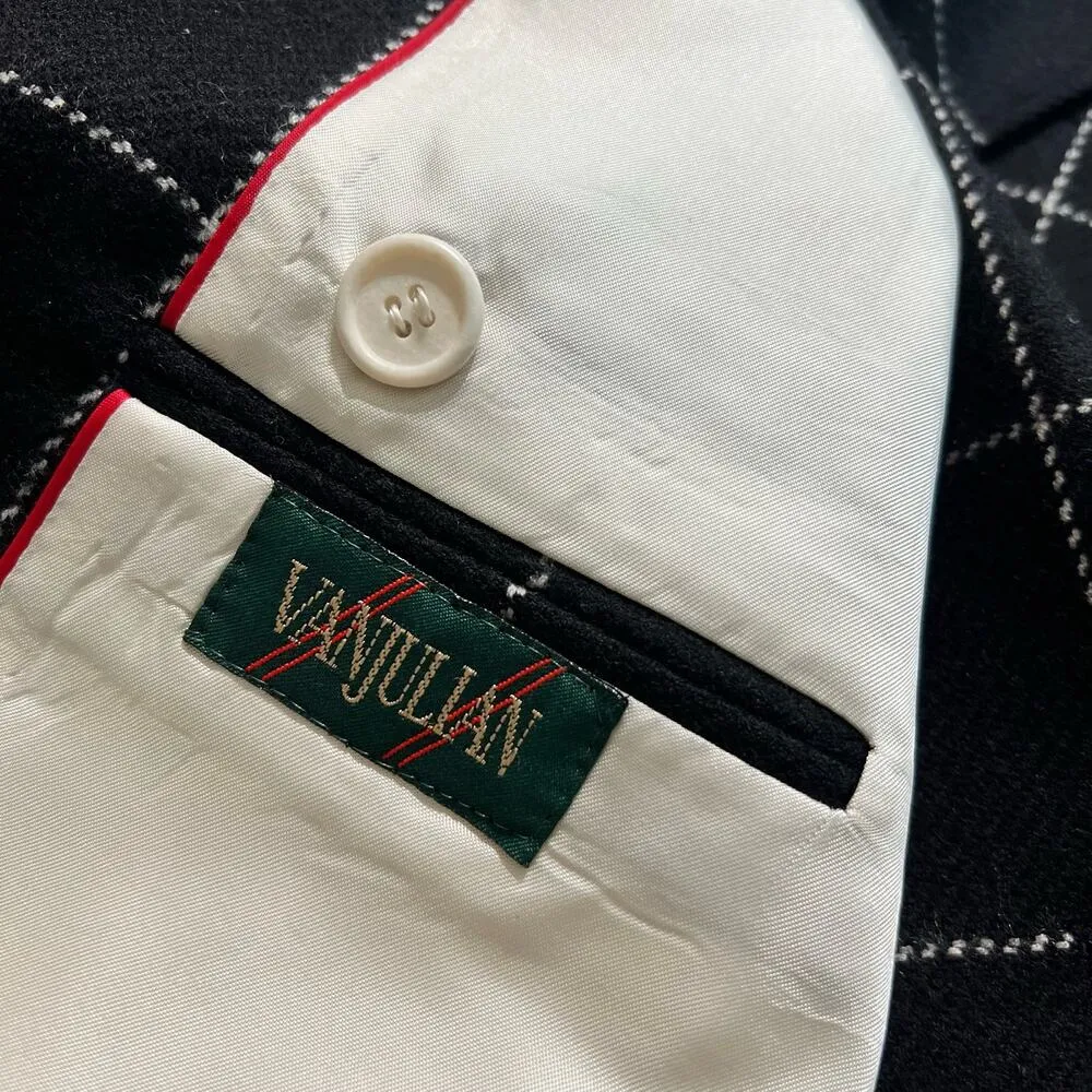 Vintage 80s Black Squares Blazer Midi Skirt Suit Van Julian sz 6 Double Breasted - Image 16