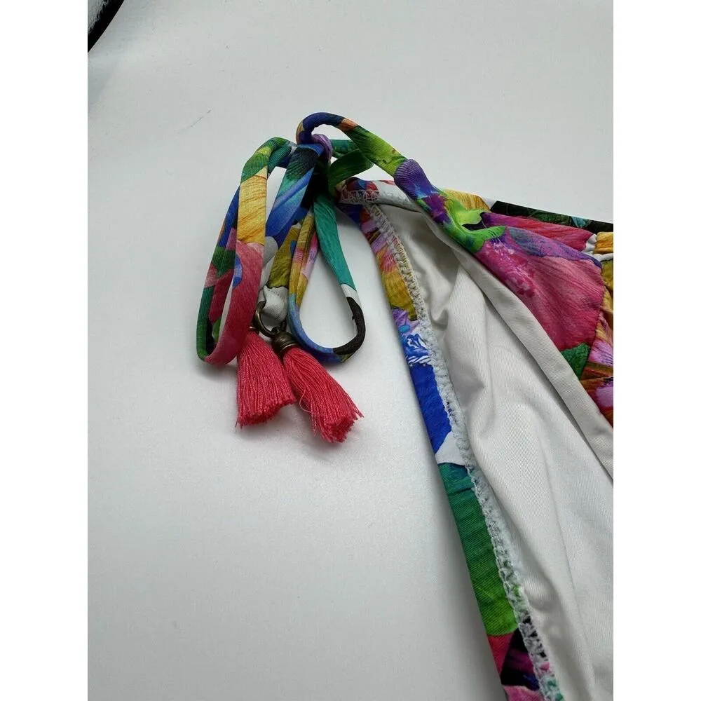 NWD Nanette Lepore Swim Floral Tie Waist Tassel Bikini Swim Bottom Size 12 - Image 4