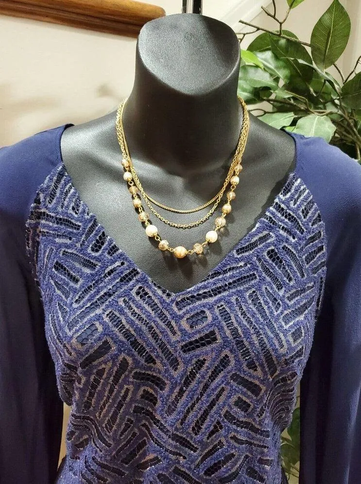 Lilly Pulitzer Women's Blue Nylon V-Neck Long Sleeve Knee Length Dress Size 0 - Image 2