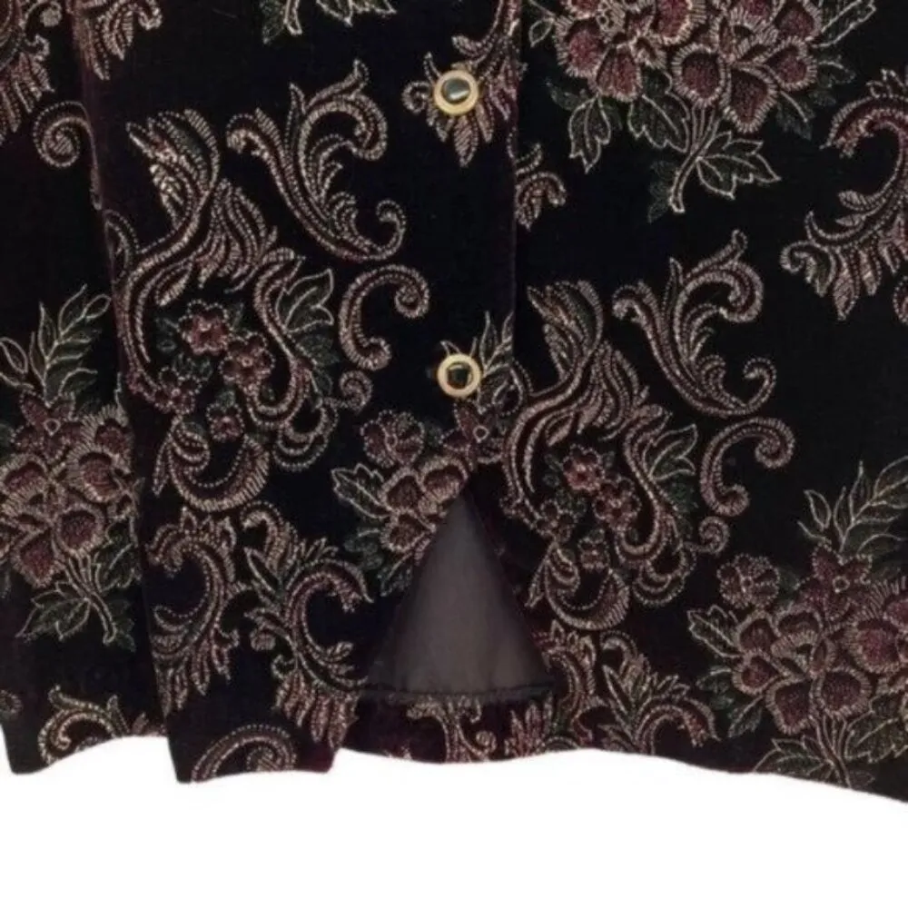 Vintage Jeri Marque Velvet Metallic Brocade Blazer Jacket Red Size M - Image 7